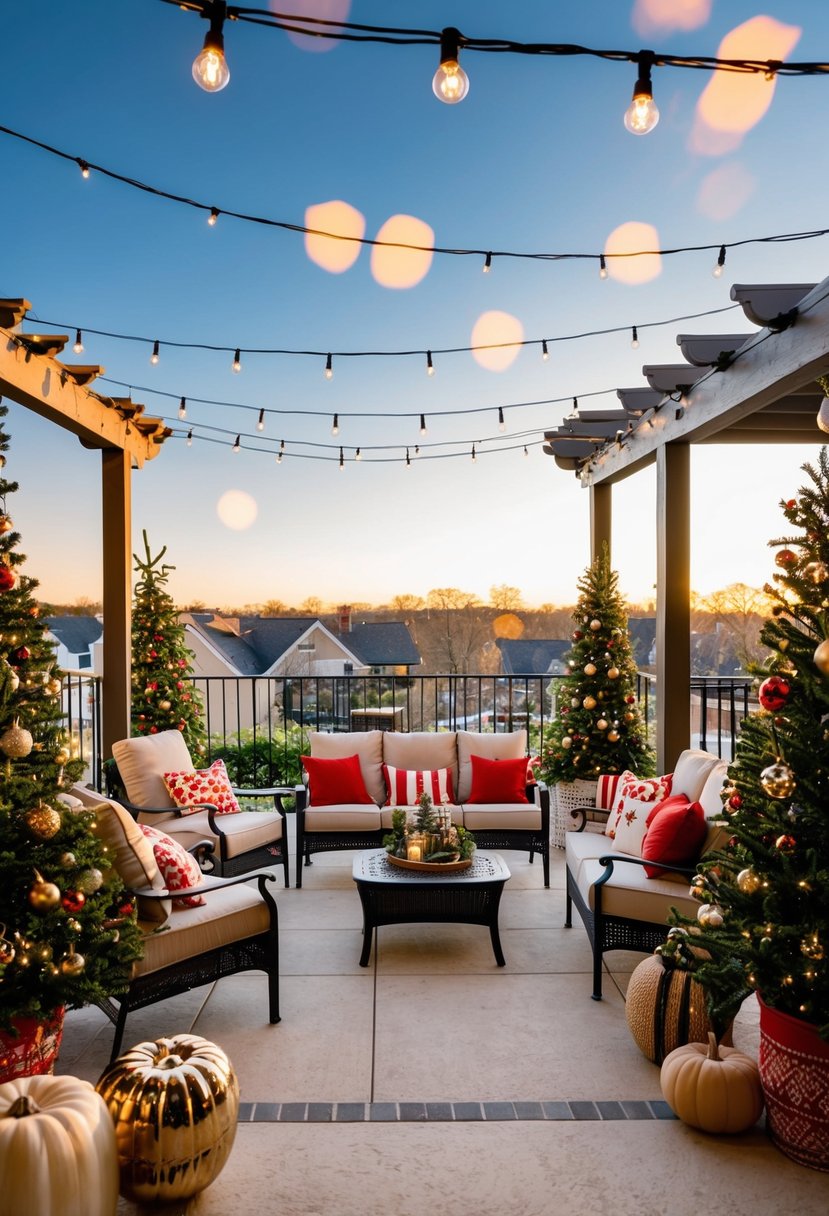 Best Patio Decor Ideas Transform Your Outdoor Space 9 A patio adorned with festive seasonal decor, featuring adaptable furniture and accessories for all types of weather