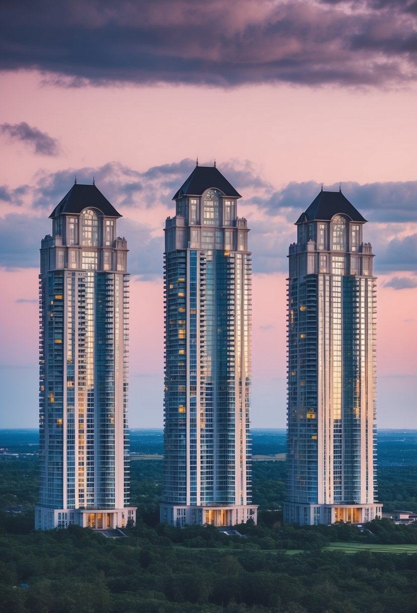 5 Biggest House in the World 2 Five massive houses towering over a sprawling landscape, each uniquely designed and grand in scale