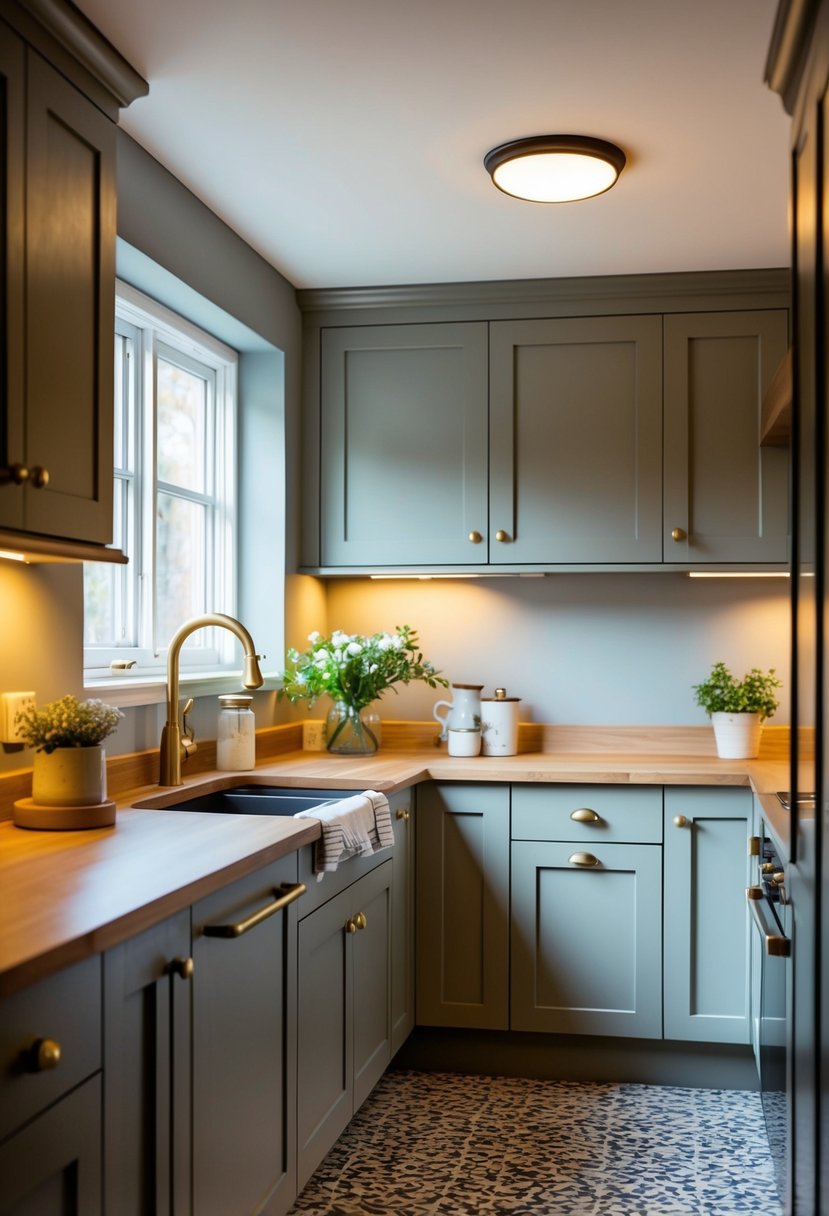 6 Modern Kitchen Paint Color Ideas 4 Soft morning light illuminates a cozy kitchen with warm gray walls, accented with hints of subtle warmth