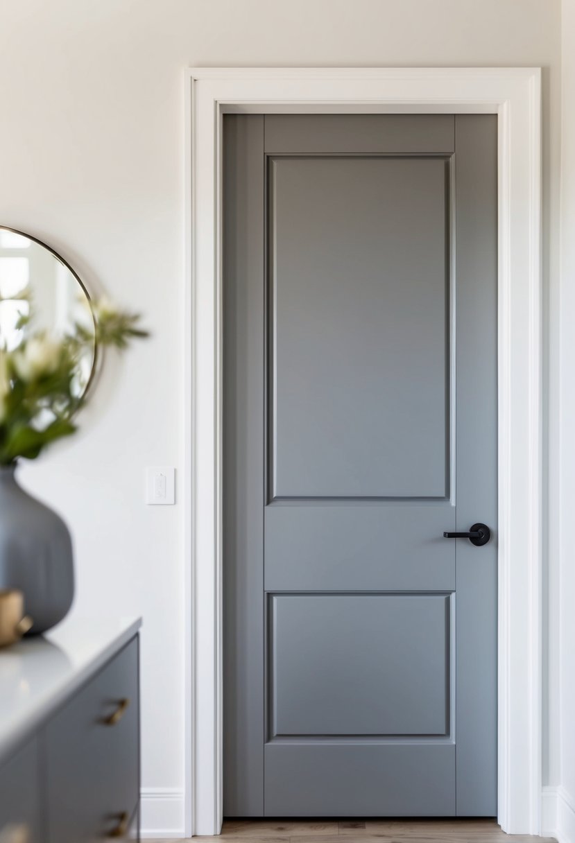 7 Interior Door Color Ideas to Elevate Your Home Style 9 A sleek, modern interior door painted in Boothbay Gray, creating a neutral and stylish focal point in the room