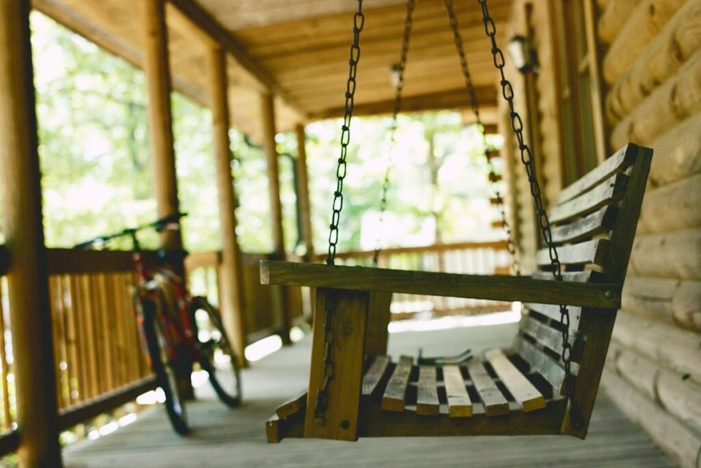 Brown wooden swing