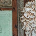 Rustic wall decor with a wooden wall and a decorative wall hanging