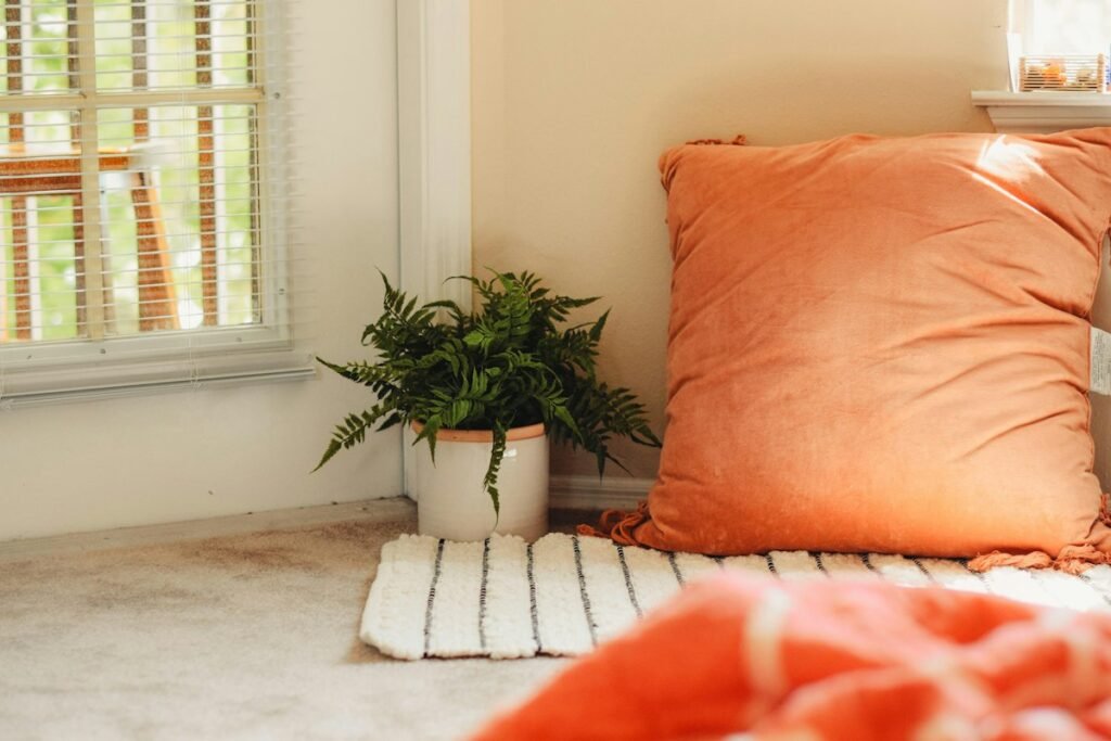 Orange throw pillow