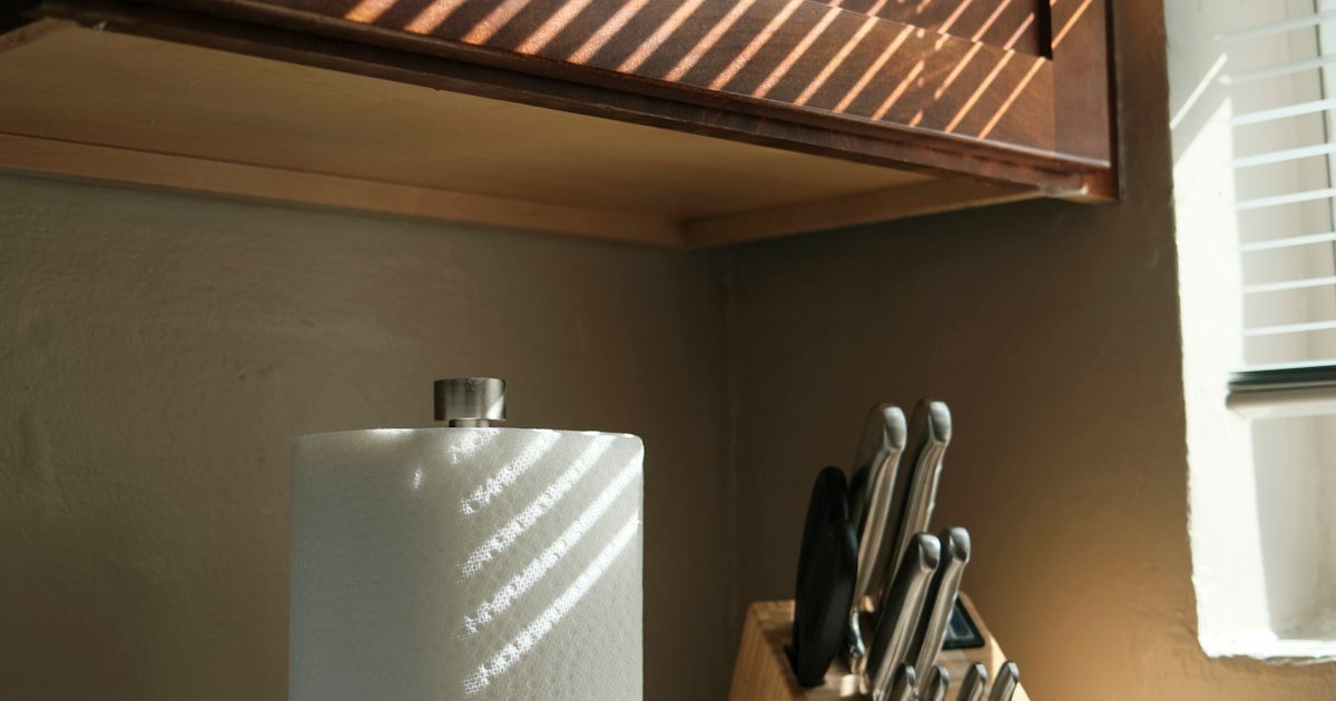Cutting board and knife holder on a counter