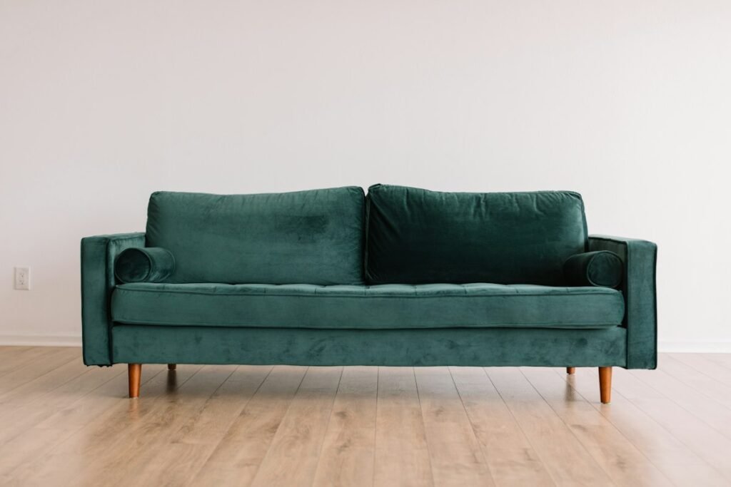 Green fabric sofa