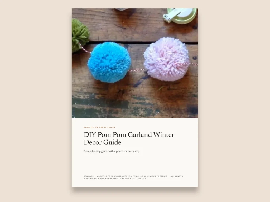 Yarn pom pom garland guide page: cover of the step-by-step guide
