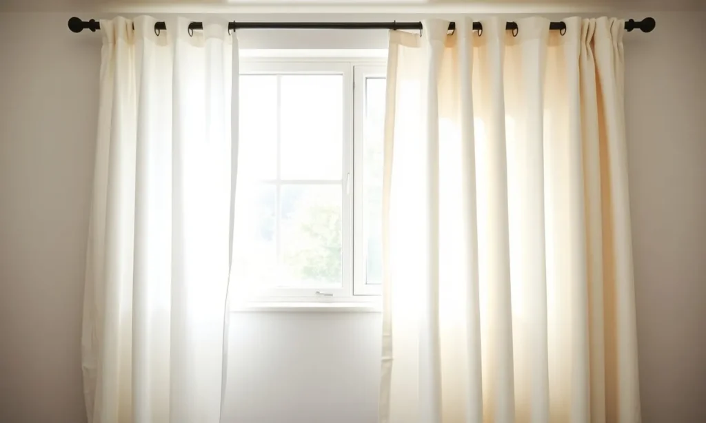 Sheer white curtains with a second light blackout curtain on a double rod